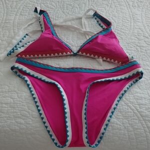 Lucky Brand Pink and Blue Swimwear Size M